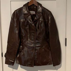 Brown Wilson’s leather jacket